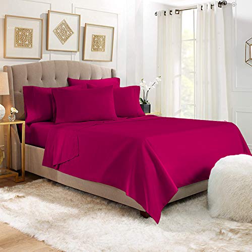 Hot Pink YRM Bedding's 400-TC Top Selling Egyptian Cotton Hotel Quality Bedsheet with 2-Pillow Covers Super King Size