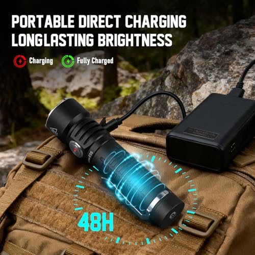 Lampe torche tactique 7 modes d'éclairage avec base magnétique puissante