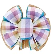 SIMISI RIBBON Easter Large Wreath Bow Plaid Easter Door Wall Decoration Large Colorful Bows Multi...