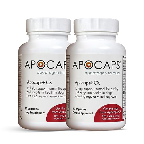 Apocaps CX Apoptogen Formula for Dogs (180 Capsules) - Supports Normal Levels of Apoptosis + Human Grade Ingredients Including Citrus Bioflavonoids, Silymarin, Curcumin and Turmeric + Biovadex