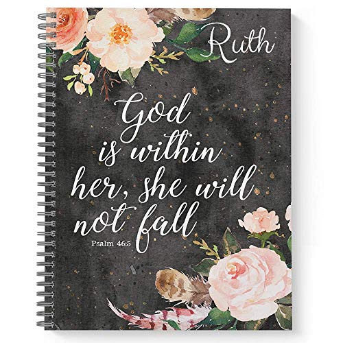 Gotcha Covered Notebooks She Will Not Fall Personalized Religious Notebook/Journal, Laminated Soft Cover, 120 pages of your selected paper, lay flat wire-o spiral. Size: 8.5” x 11”. Made in the USA