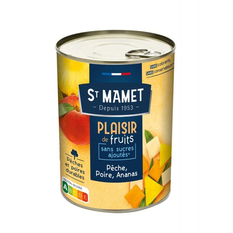 ST MAMET - Plaisir De Fruits Ssa Peche Poire Ananas 1/2 412G - Lot De 4 - Vendu Par Lot