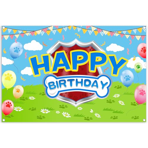 5x3ft Cartoon Dog Paw Theme Backdrop Cartoon Photography Background Kids Boys Girls Birthday Party Decorations Photo Booth Banner Props