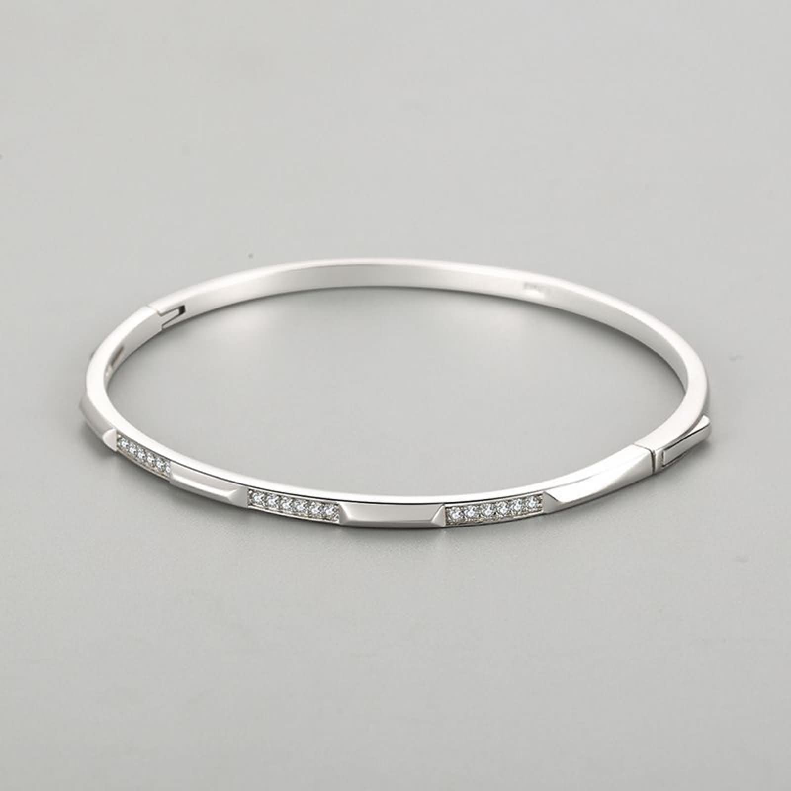 Damen Gliederarmband Verstellbar Weißgold 9 Karat / 14 Karat / 18 Karat, Rund mit Diamant, 16 CM + 5 CM Verlängerung, Armband Damen Silber