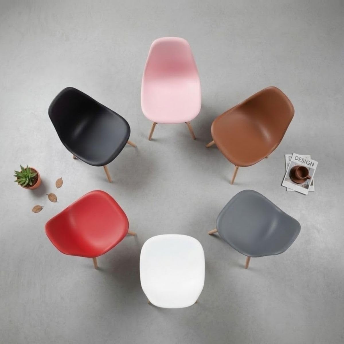 DASCK Pack 4 Sillas Nordicas de Comedor Estilo Escandinavo | Patas Haya Natural | Polipropileno Ergonomico | Carga 120 kg por Silla (Gris)