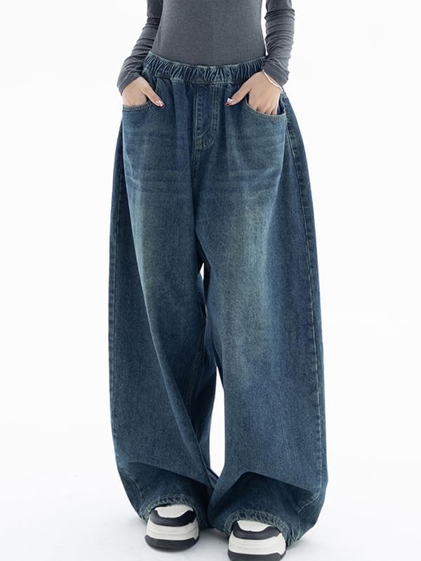 EMMIOL Baggy Jeans Women Wide Leg Y2K Vintage Denim Pants High Rise Boyfriend Dark Wash Pants - Image 2