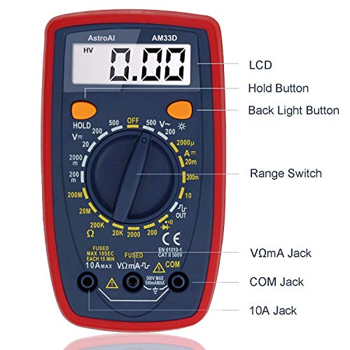 Astroai 33D Dc Current Digital Multimeter And New Trms 2000 Counts Ac/Dc Current Voltage Resistance Capacitance Continuity Meter #TOP3