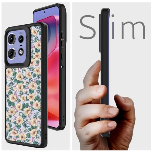 Image of KAPAVER Dazzle Series Back Cover Case for Motorola Edge 50 Pro (TPU+PC) (Floral Bloom-Black)