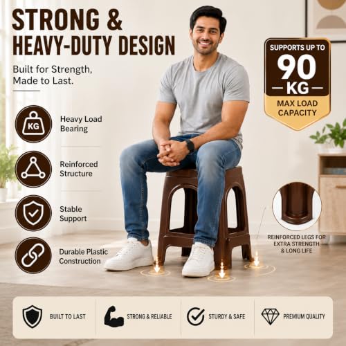 Image of PulGos ๐ ๐๐๐ฌ Plastic Sitting Stool for Home, Office & Outdoor Use | Compact, Lightweight & Durable Stools for Adults & Kids | Use as Footrest, Side Table, Extra Seating for Room, Balcony, Garden