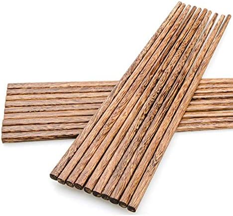 10-Pairs Wooden Chopsticks, Dishwasher Safe Chopstick,ReusableNatural Healthy, Chinese Classic Style for Kitchen, Dining Room, Gourmet, Noodles (9.8 Inch)