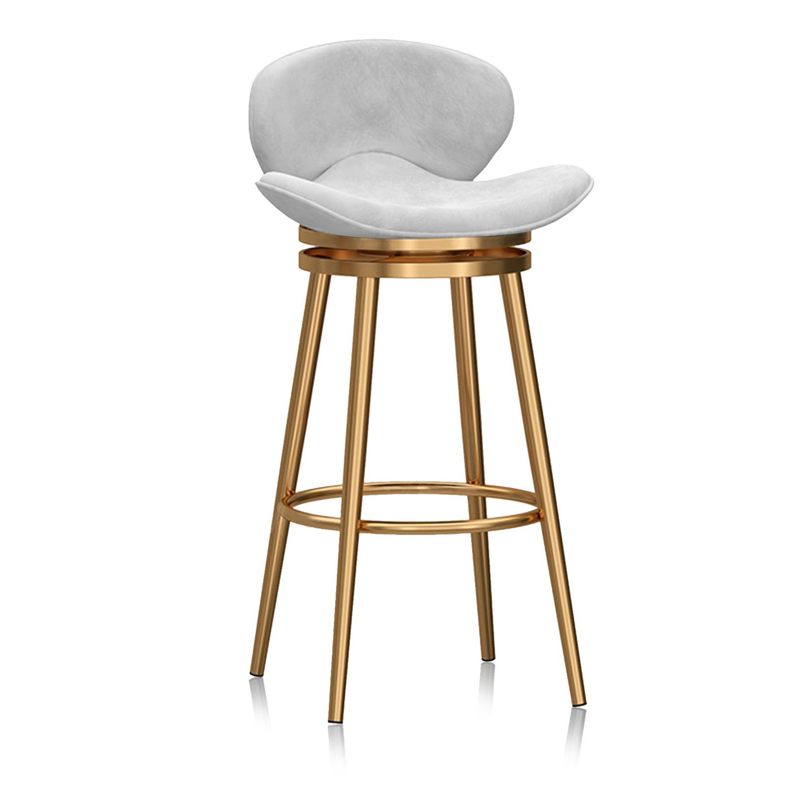 AYCDL Stylish Modern Velvet Bar Stool with 360° Swivel Adjustable Height Backrest & Footrest White Barstool for Home Kitchen Island