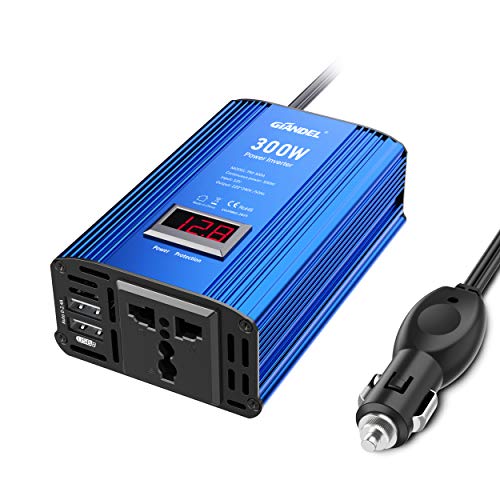 GIANDEL Power Inverter 300W Modified Wave DC 12V to 240V 230V AC Car Inverter with 4.8A Dual USB Car Adapter with LED Display Blue
