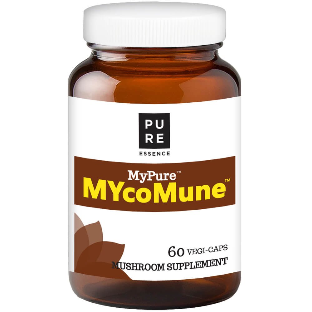 PURE ESSENCE LABS MYcoMune Immune Support Supplement - Concentrated Organic Mushroom Powder Extract - Reishi, Lion's Mane, Cordyceps, Chaga, Shiitake, Maitake - 60 Caps