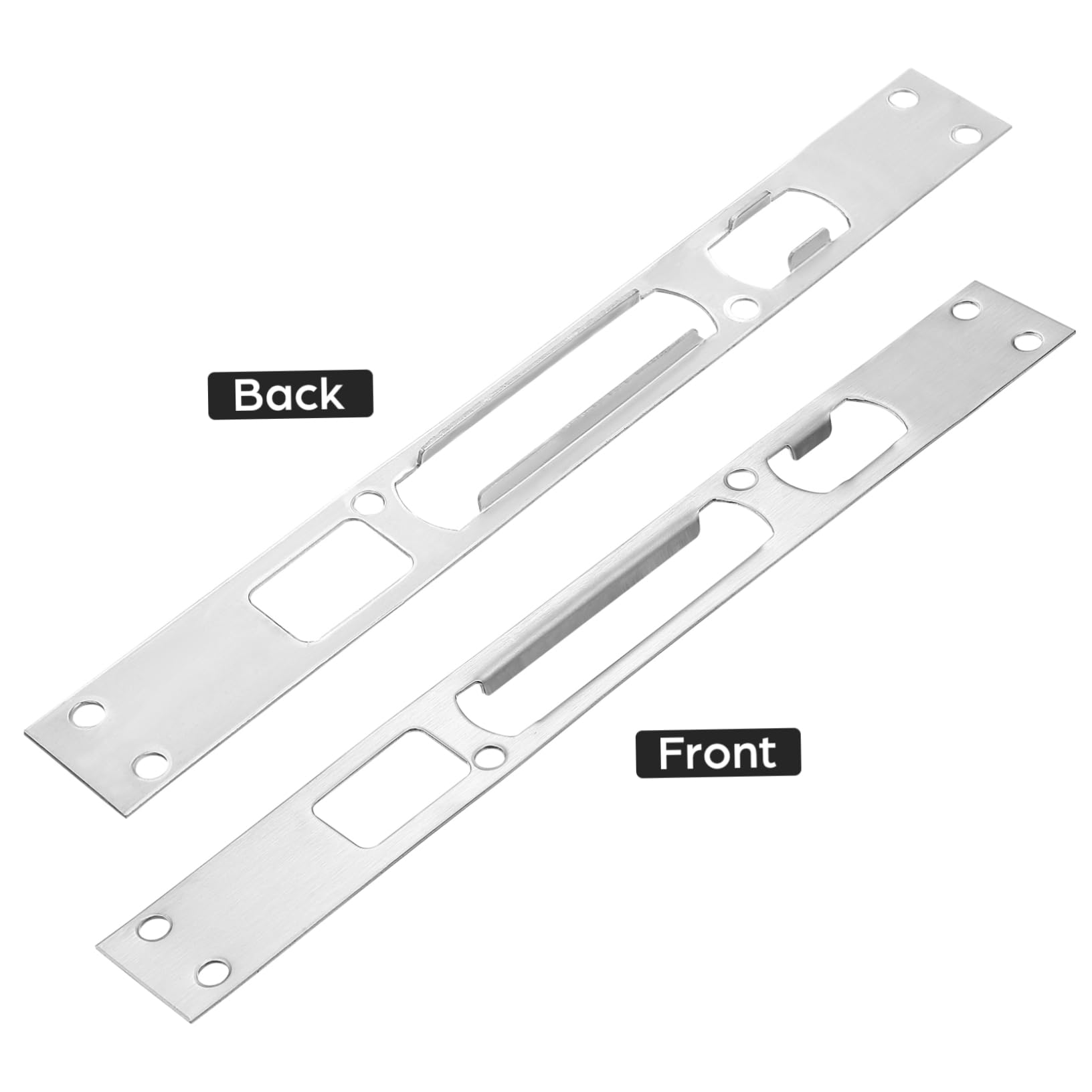 Lurrose 9 Ensembles Gâche De Porte Noire Frapper Plaque De Recouvrement De Trou De Porte Plaque De Verrouillage De Porte Intérieur Acier Inoxydable Silver 2 Pièces * 9