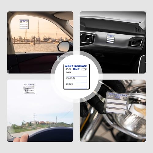 Image of 300PCS Car Oil Change Stickers for Windshield - Next Service Due Sticker,2 inchx2 inch Removable Vinyl Stickers for Most Cars Trucks SUVs