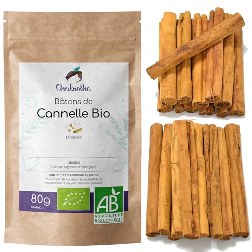Chabiothé - Bâtons de Cannelle BIO entier 7 cm - tuyau ceylan - 80g