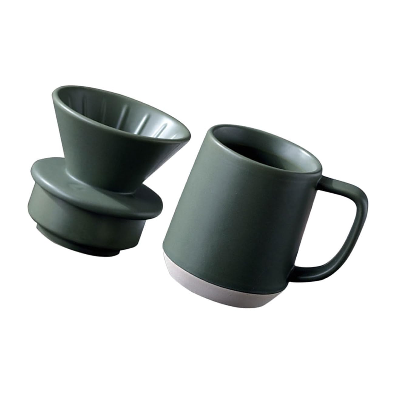 Tragbarer Keramik Kaffeefilterbecher für Zuhause 1 Satz Grün | Feine Filterung, Leicht und Tragbar, Schlichtes Design mit Zarten Details