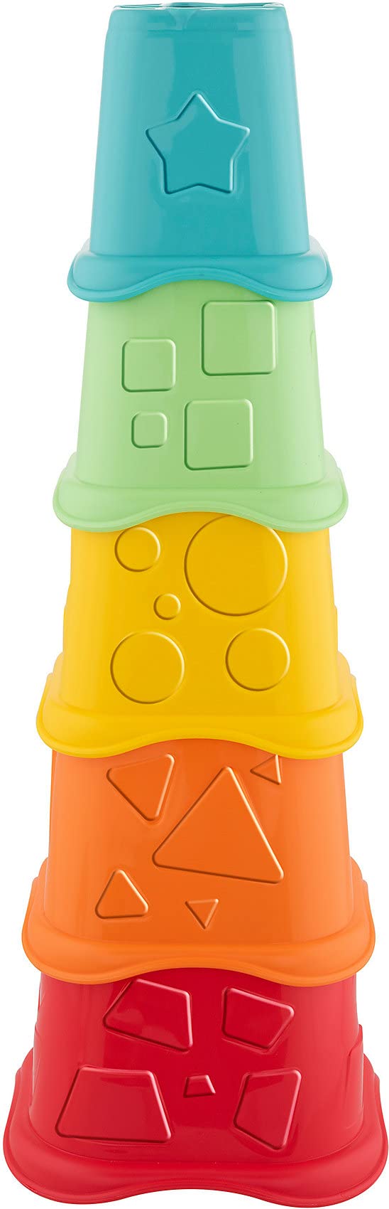Chicco Stackable Tower 2 in 1 Shape Sorter Toy, 5 Cubes of Different Sizes and Shapes of Colors, Recycled Plastic, Educational Toy for Children from 6 Months to 3 Years Old