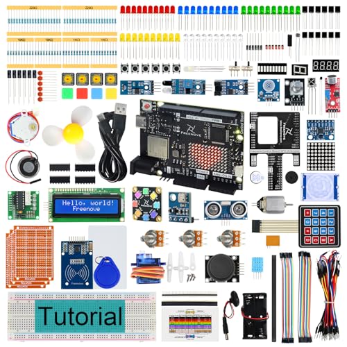 Ya en mundofriki.es: Freenove Complete Starter Kit with Board V5 Rev4 WiFi (Compatible with Arduino IDE), Arm Cortex-M4 Microcontroller, Onboard ESP32-S3, 474-Page Detailed Tutorial, 343 Items, 90 Projects