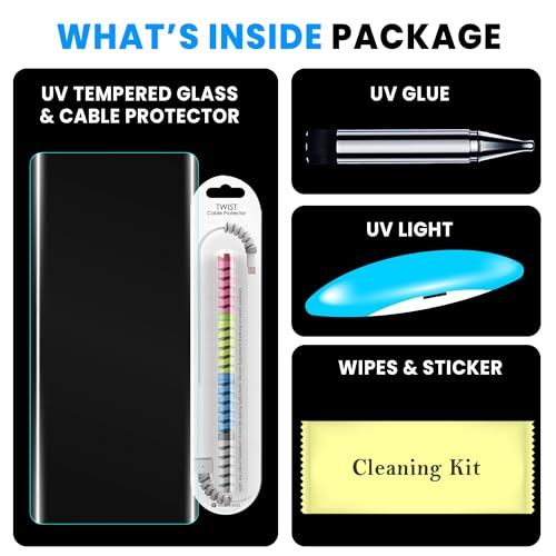 Image of FIRST MART Tempered Glass for Vivo T2 Pro 5G / V27 Pro 5G / V29 Pro 5G with Edge to Edge Full Screen Coverage and Easy UV Glue Installation Kit and Cable Protector, Pack of 1