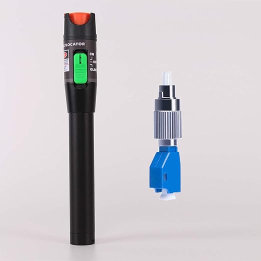 Visual Fault Locator 30KM, VFL Fiber Optic Tester Kit - Include Single Mode 9/125um FC Male to LC Female Adapter, Light Pen for Fiber Network Cable Test