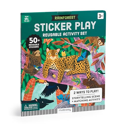 Mudpuppy Rainforest- Sticker Play Reusable Activity Kit Featuring Fun Illustrations of Rainforest Animals for Children Ages 3 and Up