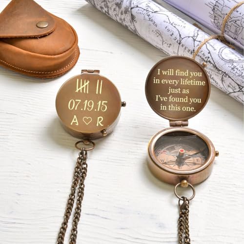 Brújula personalizada pareja árbol de la vida, regalo grabado con foto, regalo para él, regalo para pareja, regalo para novio hombre miniatura 1