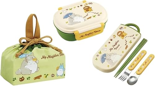 スケーター(Skater) トトロ 24 ネコバス 抗菌 食洗機対応 ふわっとフタタイトランチボックス 小判型 お弁当箱 360ml トリオセット (箸/スプーン/フォーク) ランチ巾着 メイ さんぽ キッズ こども キャラクター ふんわり ふわっと タイ