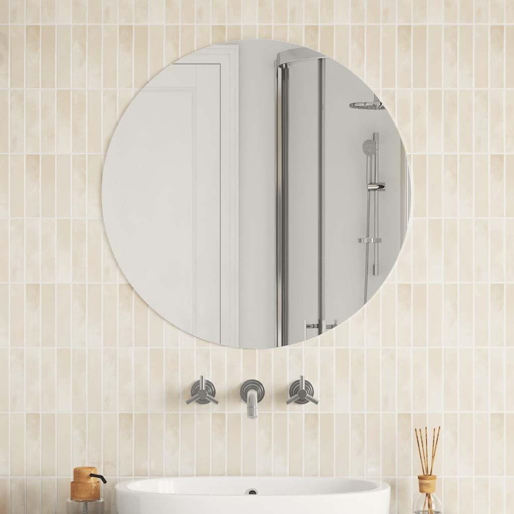 Wandspiegel 70 cm rund Glas mit geschliffener Kante für Schlafzimmer Wohnzimmer Flur und Ankleidezimmer, einfache Montage, dekorativer Blickfang, ideal für Frisieren Rasur und Reflexion