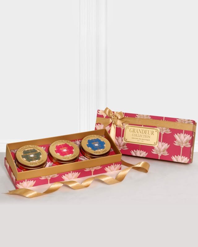 Sancha Tea Boutique, Grandeur Collection, Oolong Tea Gift Box | Luxury Selection with Mint, Rose & High Mountain Oolong | 3 x 50g Loose Leaf | Premium Gift with Golden Ribbon & Carry Bag 2