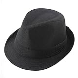 Queenbox Child Linen Fedora Hat Boy Girl Jazz Cap Kids Straw Sun Cowboy Hat Black