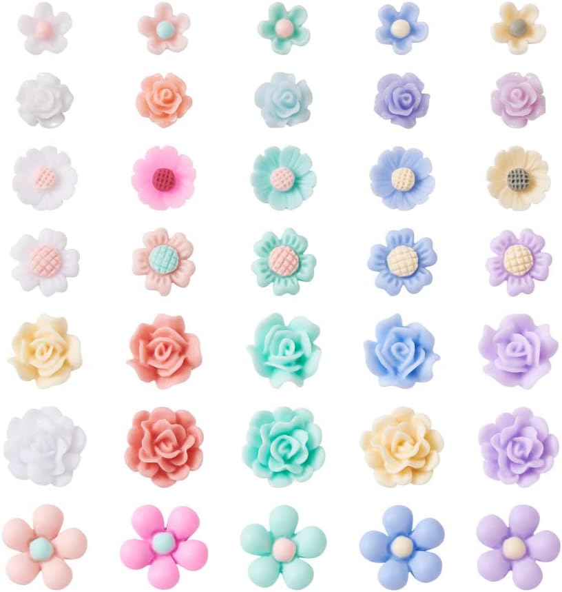 Craftdady Flatback Resin Flower Cabochon Bead Charm Embellishment for DIY Craft