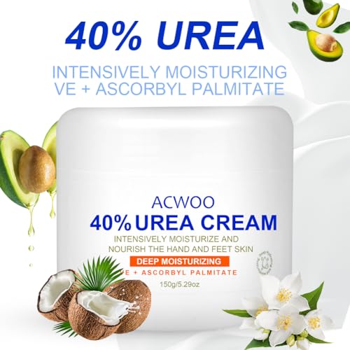 ACWOO Urea Cream 40%, Urea Foot Cream, 150g Urea Cream for Feet, Urea Foot & Hand Cream for Cracked Heels and Dry Skin, Foot Nourishing Frost for Callus Remover, 40% Urea Lotion for Feet - Image 3