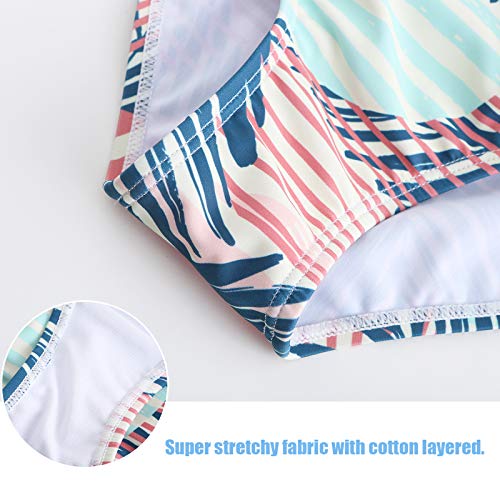 Moon Tree Big Girls One Piece Bathing Suit Off Shoudler Swimsuits For Kids Summer Ruffler Swimwear Tropical Palm Size 14 #TOP5