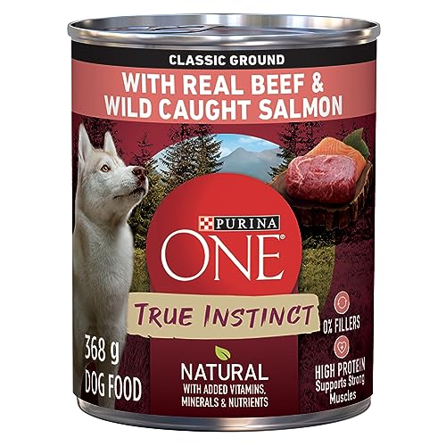Purina ONE Classic Ground True Instinct Wet Dog Food, Beef & Salmon - 368 g Can (12 Pack) image 5