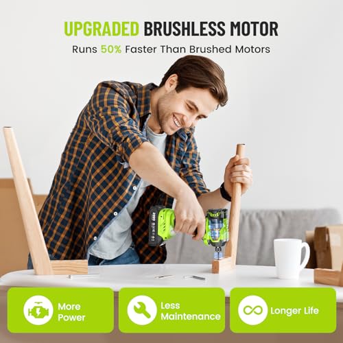 Robustrue Impact Driver: 21V 1/4" Hex Cordless Impact Driver, 230N.m (2,035in-lbs) Brushless Impact Driver Drill Set, 20Psc Screwdriver Bits, 2.0 Ah Battery, Variable Speed for DIY and Automotive thumbnail 2