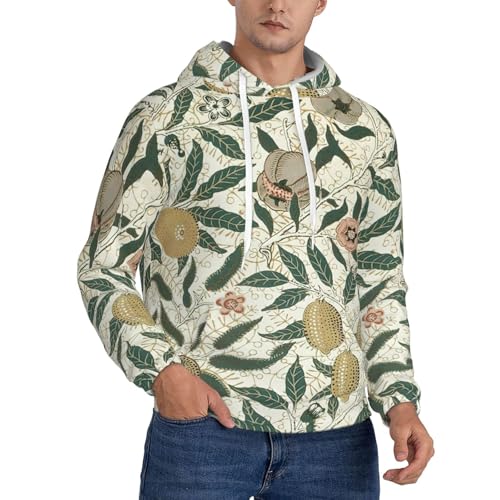 Pull à capuche en polaire pour homme vêtement chaud imprimé fruits et plantes décontracté