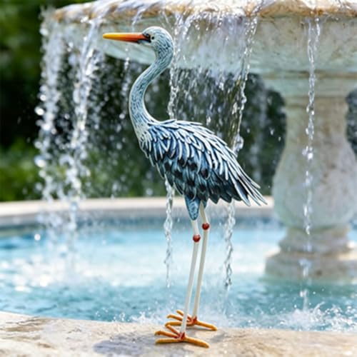VVVineanie Metalowa dekoracja koguta, kurczak, zwierzę, sztuka, trawnik, ornament, figurki, dzieło sztuki, do użytku na zewnątrz, patio, podwórka i do dekoracji kuchni (niebieski + czarny)