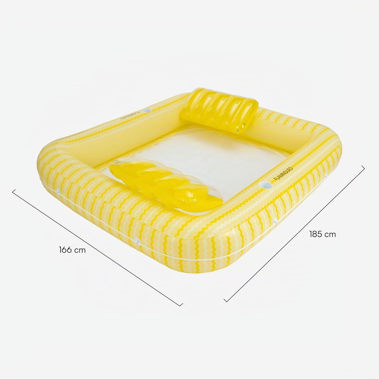 Flamingueo Colchoneta Piscina - Flotador Playa - Tamaño Extra Grande - Base de Rejilla - Dos Posavasos - Dos Almohadas Extraíbles