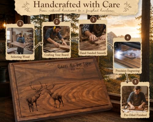Tabla de cortar rectangular de madera dura con diseño Rustic Elk miniatura 5