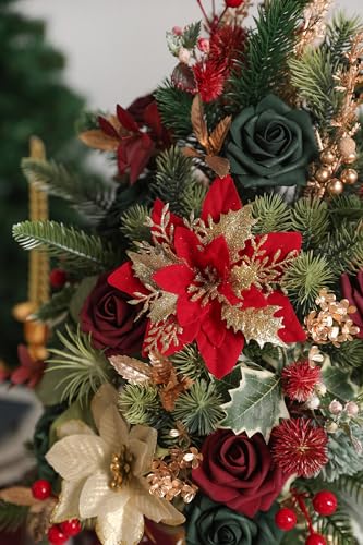 Serra Flora Artificial Christmas Flowers Greenery Combo Box Set Faux Flowers Bulk Flower Leaf With Stems For Diy Tree Ornaments Xmas Wreath Floral Arrangements Centerpieces thumb #2
