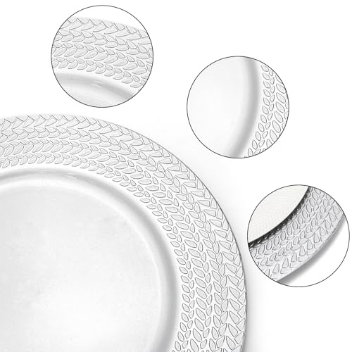 SOUJOY 12 platos plateados de plástico de 13 pulgadas miniatura 3