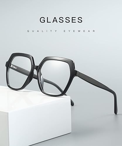 Miniatura 10 de Lentes de bloqueo de luz azul para mujeres y hombres, marco de anteojos cuadrados de gran tamaño