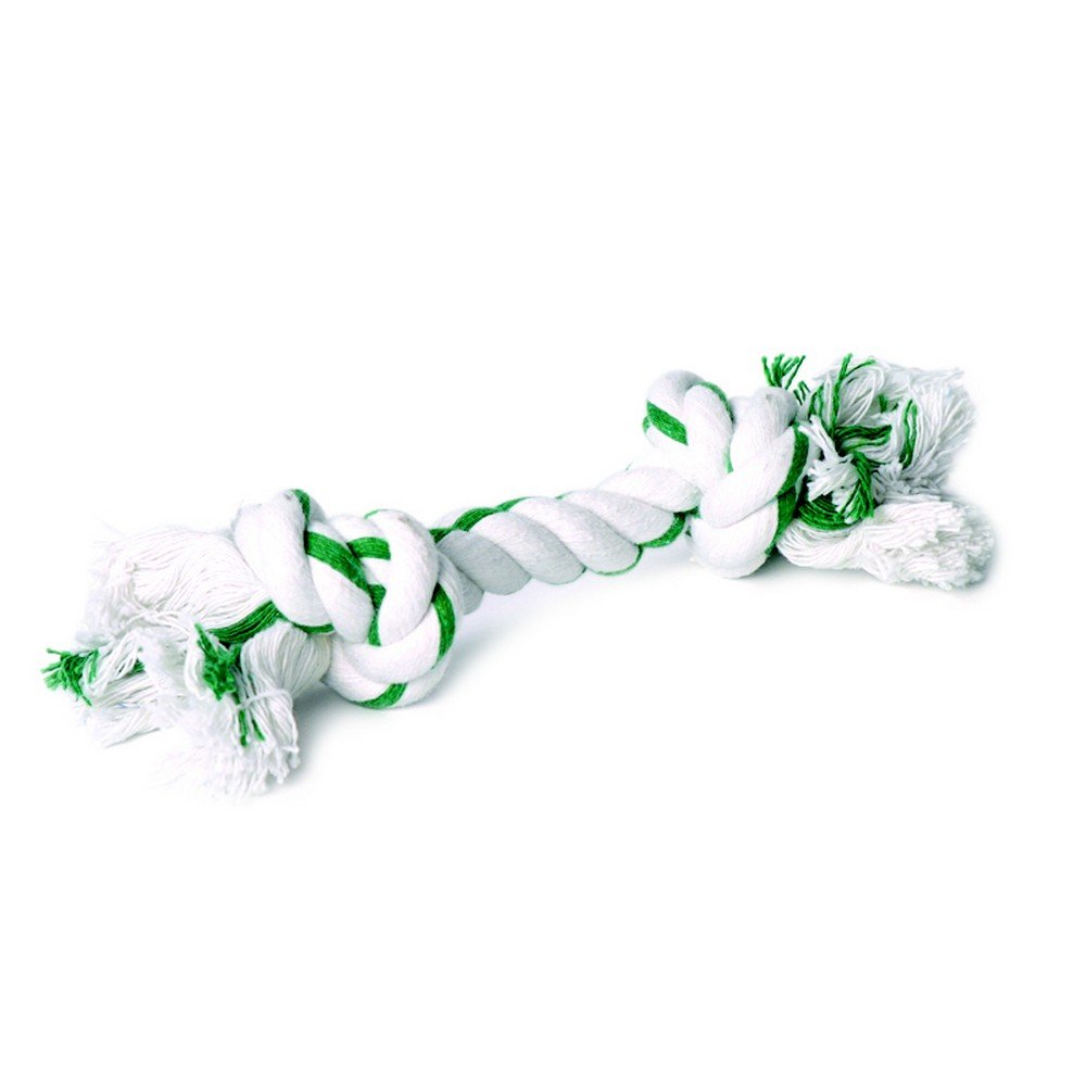 Dingo Tied String Dog Toy for Bite Training and Fetch Game White and Mint 16672, white-mint, 30 cm