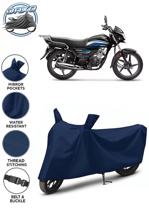 Image of Waterproof Bike Cover for Honda CD 110 | All Weather Protection from Rain, Dust, UV Rays & Scratches with Mirror Pockets & Buckle Belt | CD 110 Bike Cover