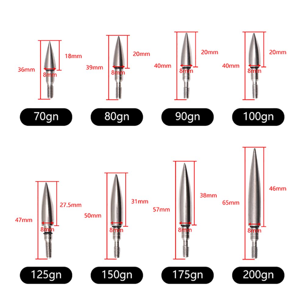 24St Bogenschießen Pfeilspitzen Jagen Praxis Broadheads Screw in 70 80 90 100 125 150 175 200 Grain Geschoss Rostfreier Stahl Gegengewicht Pfeilspitzen