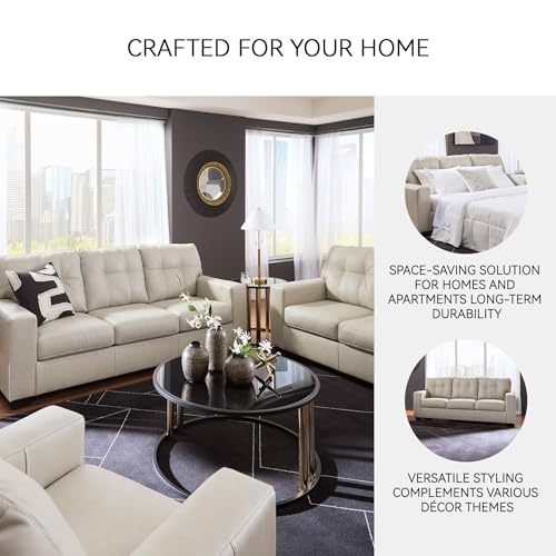 Image of Signature Design by Ashley Leather Match Queen Sofa Sleeper, Bone
