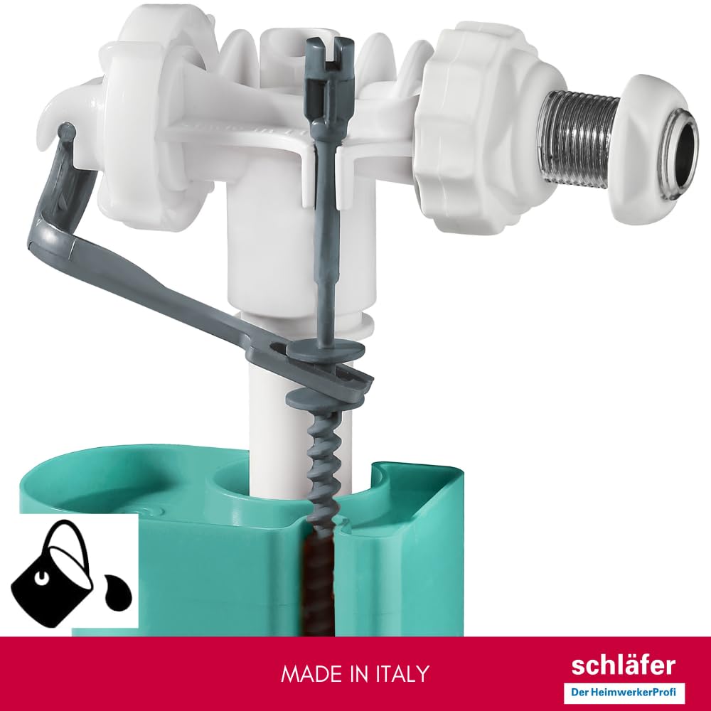 Schläfer 461601 | Rubinetto Galleggiante Universale 3/8 per Cassetta Wc, Raccordo in Ottone, Silenzioso Compatibile con Cassetta Sigma di Geberit e modello Sara di Pucci, Valvola regolabile