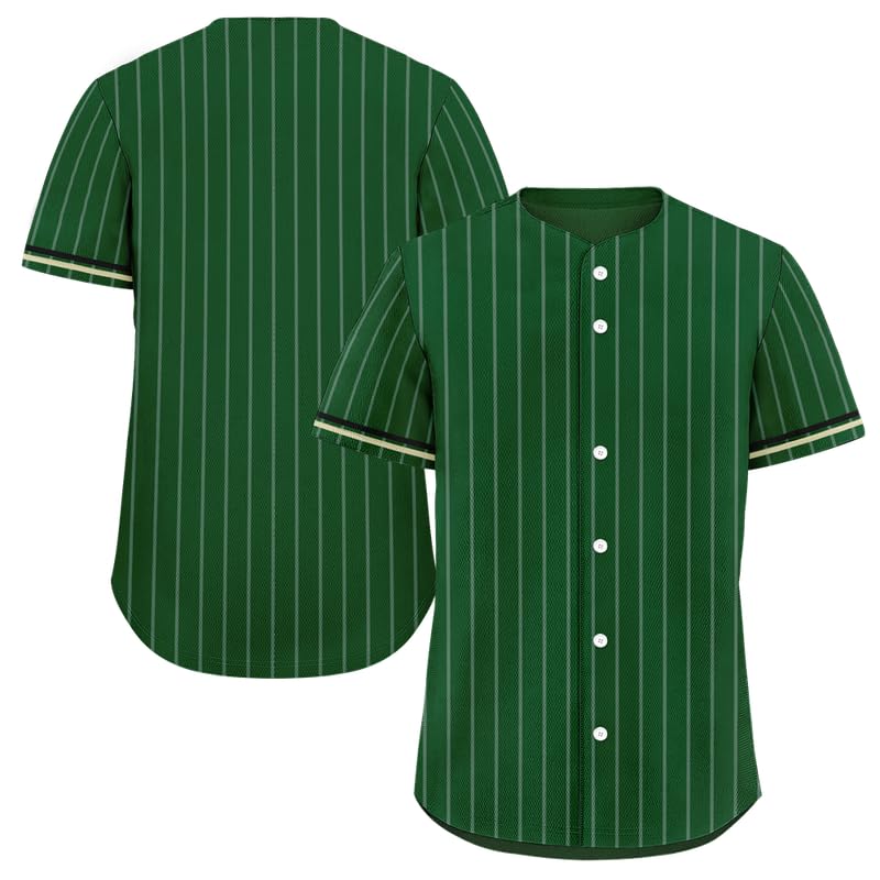 Camiseta de béisbol y sóftbol para hombre, con rayas, tela clásica y transpirable, color negro blanco y verde miniatura 3