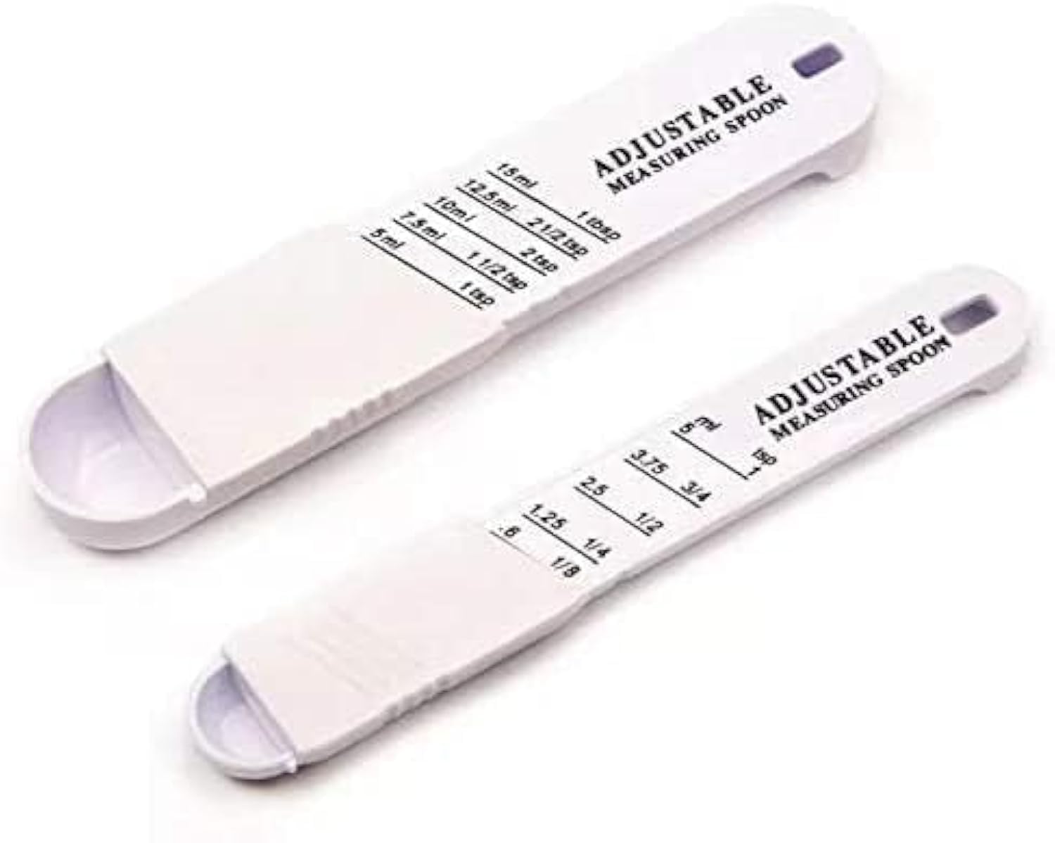 Zsirue 2 PCS Adjustable Measuring Spoon Set, Measuring Dry/Liquid Ingredients, Metering Spoon for Baking, Cooking, Powder (White)